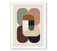 Modular Forms Mid-Century Framed Wall Art Print A4 (29.7×21cm) White, Wall Decor for Living Room, Bedroom, Office & Home, Ready to Hang, Art Gift