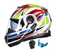 Modular Full Face Motorbike Helmets, ECE 22.06 Approved Flip Up Moto Motorcycle Integrated Double Visor Helmet, Adults Men Women Crash Helmet for Moped Street Racing Sport