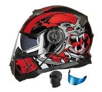 Modular Full Face Motorbike Helmets, ECE 22.06 Approved Flip Up Moto Motorcycle Integrated Double Visor Helmet, Adults Men Women Crash Helmet for Moped Street Racing Sport