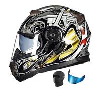 Modular Full Face Motorbike Helmets, ECE 22.06 Approved Flip Up Moto Motorcycle Integrated Double Visor Helmet, Adults Men Women Crash Helmet for Moped Street Racing Sport
