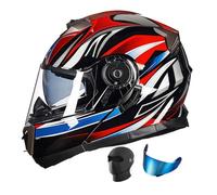 Modular Full Face Motorbike Helmets, ECE 22.06 Approved Flip Up Moto Motorcycle Integrated Double Visor Helmet, Adults Men Women Crash Helmet for Moped Street Racing Sport