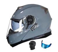 Modular Full Face Motorbike Helmets, ECE 22.06 Approved Flip Up Moto Motorcycle Integrated Double Visor Helmet, Adults Men Women Crash Helmet for Moped Street Racing Sport