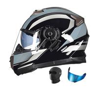 Modular Full Face Motorbike Helmets, ECE 22.06 Approved Flip Up Moto Motorcycle Integrated Double Visor Helmet, Adults Men Women Crash Helmet for Moped Street Racing Sport