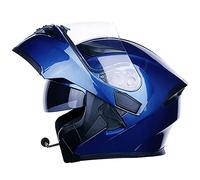 Modular Full face Motorcycle Helmet with Bluetooth ECE Approved Flip Up Front Motorbike Helmet Double Sun Visor Scooter Racing Crash Helmets for Adults Men and Women Blue,XXL