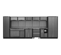 Modular Garage Storage System With Stainless Steel Worktop - 4915mm X 460mm X 2000mm