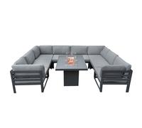 Modular Garden Furniture Set With Fire Pit - Anthracite Grey Monstershop Grey One Size