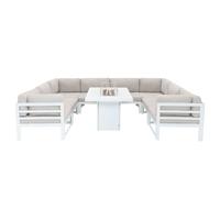 Modular Garden Furniture Set With Fire Pit - White White