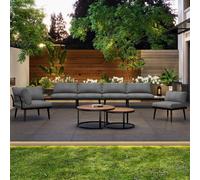 Modular Garden Sofa Set with Washable Zip-Off Cushion Covers, Versatile Garden Lounge Set for Patio, 160L × 64W × 75H cm, Gray Aosom UK