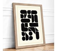 Modular Grid Forms Geometric Framed Wall Art Print A2 (59.4×42cm) Oak, Wall Decor for Living Room, Bedroom, Office & Home, Ready to Hang, Art Gift