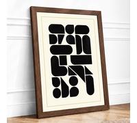 Modular Grid Forms Geometric Framed Wall Art Print A2 (59.4×42cm) Walnut, Wall Decor for Living Room, Bedroom, Office & Home, Ready to Hang, Art Gift