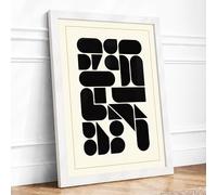 Modular Grid Forms Geometric Framed Wall Art Print A2 (59.4×42cm) White, Wall Decor for Living Room, Bedroom, Office & Home, Ready to Hang, Art Gift