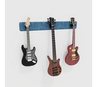 Modular Guitar Wall-Mounted Display with Acoustic Padding | Velvet Multi-Guitar Holder | Sound Dampening Hanger System for Electric, Bass & Acoustic Guitars | Color: [Blue | 3-Guitars (115x15cm)]