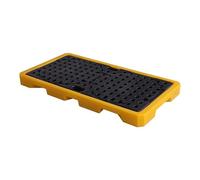 Modular Industrial Paint Bucket Tray Spill Pallet with Drain Grating - 5pcs Yellow Sump Platform (130x68x10cm) for Effective Containment and Safety