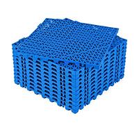 Modular Interlocking Cushion 12 Pcs 11.8" x 11.8" Interlocking Rubber Floor Drain Holes Non-Slip Splicing Drainage Mats for Deck, Shower, Kitchen, Drain Pool, Sauna Bath, Indoor Outdoor (Blue)