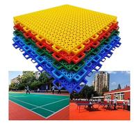 Modular Interlocking Cushion Outdoor Sports Floor With Drainage Holes, Kindergarten Stadium Park Puzzle Floor(Blue,10PCS)