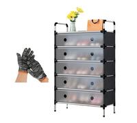 Modular Interlocking Shoe Rack - 2-7 Tier Free Standing MetalDIY Shoe Storage Shelf Unit with Plastic Door & Gloves Space-Saving Footwear Holder (38 cm/14.96 in 1 Row/2 Tier)