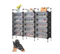 Modular Interlocking Shoe Rack 2-7 Tier Free Standing MetalDIY Shoe Storage Shelf with Plastic Door & Gloves (128 cm 3 Row/7 Tier) - Stylish & Space-Saving Solution
