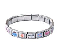 Modular Italian Bracelet - Handmade Stainless Steel Link Arm, Elegant Accessory for Jewellery Suitable for Weddings, Beach Travels, riferimento alla descrizione, Stainless Steel, Please refer to