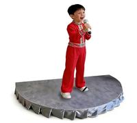 Modular Kids Stage Platform, Semi Circular Portable Stage Platform with Stage Mat and Stage Skirt, Non Slip for Wedding, Speaking and Singing, Loading 1300lbs(Grey,150cm/59in)