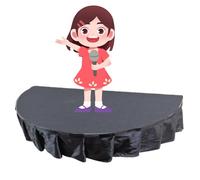 Modular Kids Stage Platform, Semi Circular Portable Stage Platform with Stage Mat and Stage Skirt, Non Slip for Wedding, Speaking and Singing, Loading 1300lbs(Black,100cm/39.4in)