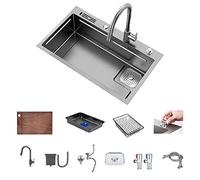 Modular Kitchen Sink Corner Drain Black Undermount Bar 16 Gauge Stainless Steel Single Bowl Dent Resistant Stain Resistant Matte Grey Finish