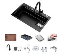 Modular Kitchen Sink Corner Drain Black Undermount Bar Sink 16 Gauge Stainless Steel Single Bowl Dent & Stain Resistant Matte Finish Perfect for Modern Kitchens