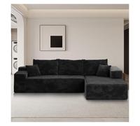 Modular L-Shaped Reclining Sofa Memory Foam Couch in Box Black Corduroy Sectional Sofa with Right Facing Chair Stylish and Comfortable Living Room Furniture