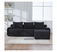 Modular L-Shaped Sofa, 3-Seater Ergonomic Design with Storage Pockets, Corduroy Fabric, Contemporary Corner Seating