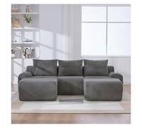 Modular L-Shaped Sofa, 3-Seater Ergonomic Design with Storage Pockets, Corduroy Fabric, Contemporary Corner Seating