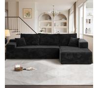 Modular L-Shaped Sofa with Chaise No Assembly Required Deep Seating Soft Couch for Living Room or Salon Stylish Beige & Black Left Facing Chair