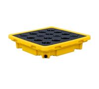 Modular leak platform/Grid Pads.Leak Proof Spill Containment Tray with Grates - Chemical Resistant Modular Pallet for Oil Drum Spill Prevention in Warehouse, Factory, and Industrial Use，（67x