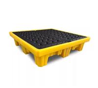 Modular Leak-Proof Spill Containment Pallet for Drums, Heavy-Duty Plastic Platform (128x128x17cm) - Ideal for Safe Hazardous Material Storage and Spill Prevention