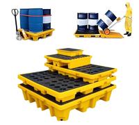 Modular Leak-Proof Spill Containment Platform - Stackable Plastic Pallet for Safe Oil & Chemical Sto in Factories, Warehouses, and Industrial Areas, 33.5" x 33.5"