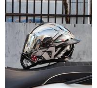 Modular Motorbike Helmet, DOT Approved Flip Up Full Face Integrated Helmet, Street Bike Racing Helmets, with Double Visor, for Adults Men Women,Grey 4-xl(58_59)