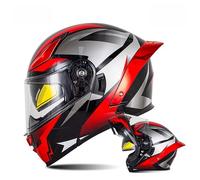 Modular Motorbike Helmet Flip Up Helmet Adult Motorcycle Helmet with Double Visor, DOT Approved Helmet for Men and Women A2,XL/61~62cm