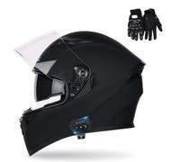 Modular Motorbike Helmet with Bluetooth and Microphone, Flip Up Front Motorcycle Helmet with Double Visor, DOT/ECE Approved Full Face Helmet(C3,M(57~58cm))