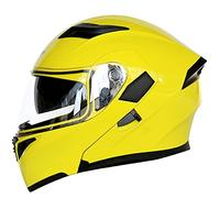 Modular Motorcycle Full Face Helmet DOT/ECE Approved Double Sun Visor Flip Up Motorbike Helmet Moped Street Racing Helmet for Adults Men Women Yellow,L