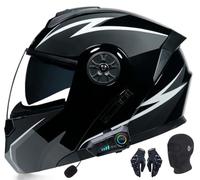Modular Motorcycle Helmet Flip-Up Helmet with Bluetooth Flip-Up Motorcycle Helmet with Double Visor ABS, ECE 22.06 Certified - Modular Full Face Helmet for Motorcycles and Mopeds 7,M55-56CM
