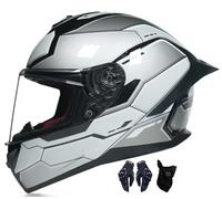 Modular motorcycle helmet with flip-up full face, dual visor, removable and washable ear lining, suitable for scooters, street bikes, unisex 3,M55-56CM