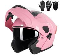 Modular Motorcycle Helmets, Dot Approved Flip up Dual Visor Full Face Helmet for Men Women Moto Atv Utv Snowmobile Adv Four Wheeler Street Bike with Gloves Mask, Modular,