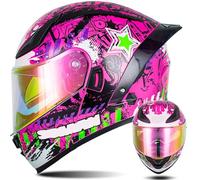 Modular Motorcycle Helmets ECE Approved Flip Up Helmet Integrated Modular Helmet with Double Sun Visor and Removable Lining Large Tail Helmet for Men and Women I,2XL63~64CM