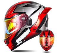 Modular Motorcycle Helmets ECE Approved Flip Up Helmet Integrated Modular Helmet with Double Sun Visor and Removable Lining Large Tail Helmet for Men and Women K,2XL63~64CM