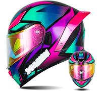 Modular Motorcycle Helmets ECE Approved Flip Up Helmet Integrated Modular Helmet with Double Sun Visor and Removable Lining Large Tail Helmet for Men and Women B1,2XL63~64CM