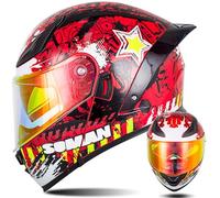 Modular Motorcycle Helmets ECE Approved Flip Up Helmet Integrated Modular Helmet with Double Sun Visor and Removable Lining Large Tail Helmet for Men and Women A,2XL63~64CM