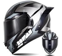 Modular Motorcycle Helmets ECE Approved Flip Up Helmet Integrated Modular Helmet with Double Sun Visor and Removable Lining Large Tail Helmet for Men and Women F,2XL63~64CM