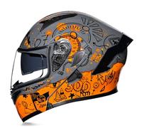 Modular Motorcycle Helmets, Flip Up Full Face Double Visor Motorbike Helmet ECE Approved, Bluetooth can be installed, for Adults Men Women City Rides Moped M~XXL