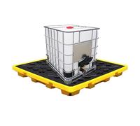 Modular Oil Drum Spill Containment Pallet, Stackable Leak-Proof Polyethylene Tray with Grating, LargeCapaci Sump 66x36x12cm for Warehouses & Factories
