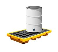 Modular Oil Drum Spill Containment Pallet with Grating - Anti-Leak Tray for Drums, 120x60x18cm, Heavy-Duty Spill Control Solut for Safe Sto