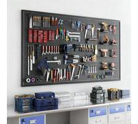 Modular Pegboard Wall Organizer with Hooks for Tool and Item Storage in Garage, Workshop, Office, and Home