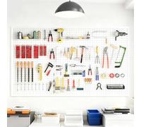 Modular Pegboard Wall Organizer with Hooks for Tool and Item Storage in Garage, Workshop, Office, and Home
